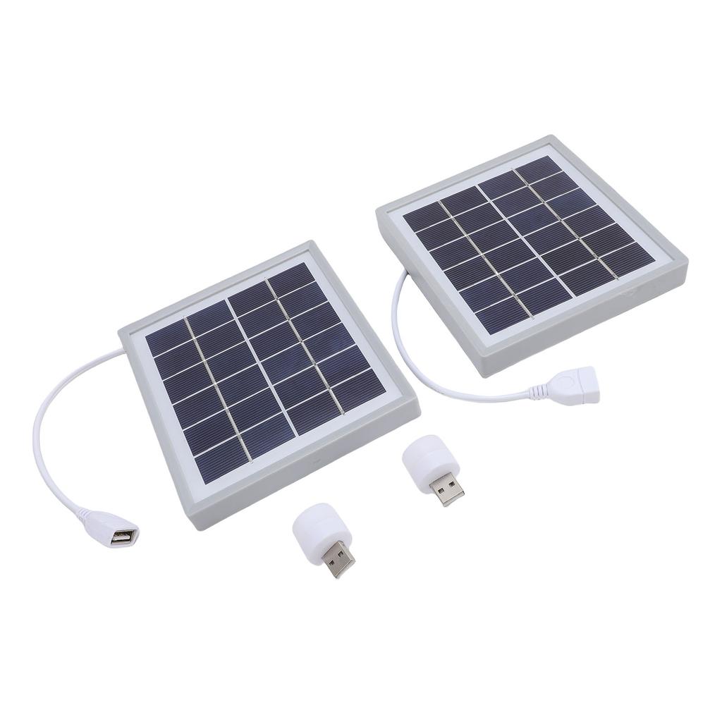 2pcs Monocrystalline Solar Panel USB Solar Panel Charger 5W Portable Solar Led Light Bulb for Camping Hiking Tent