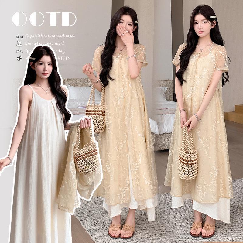 Maternity Spring/Summer 2026 High-End Dress Set - Short-Sleeved 2XL