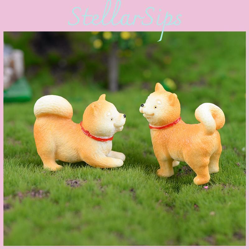Adorable Akita Dog Figurine For Diy Succulent Decoration Resin Miniature