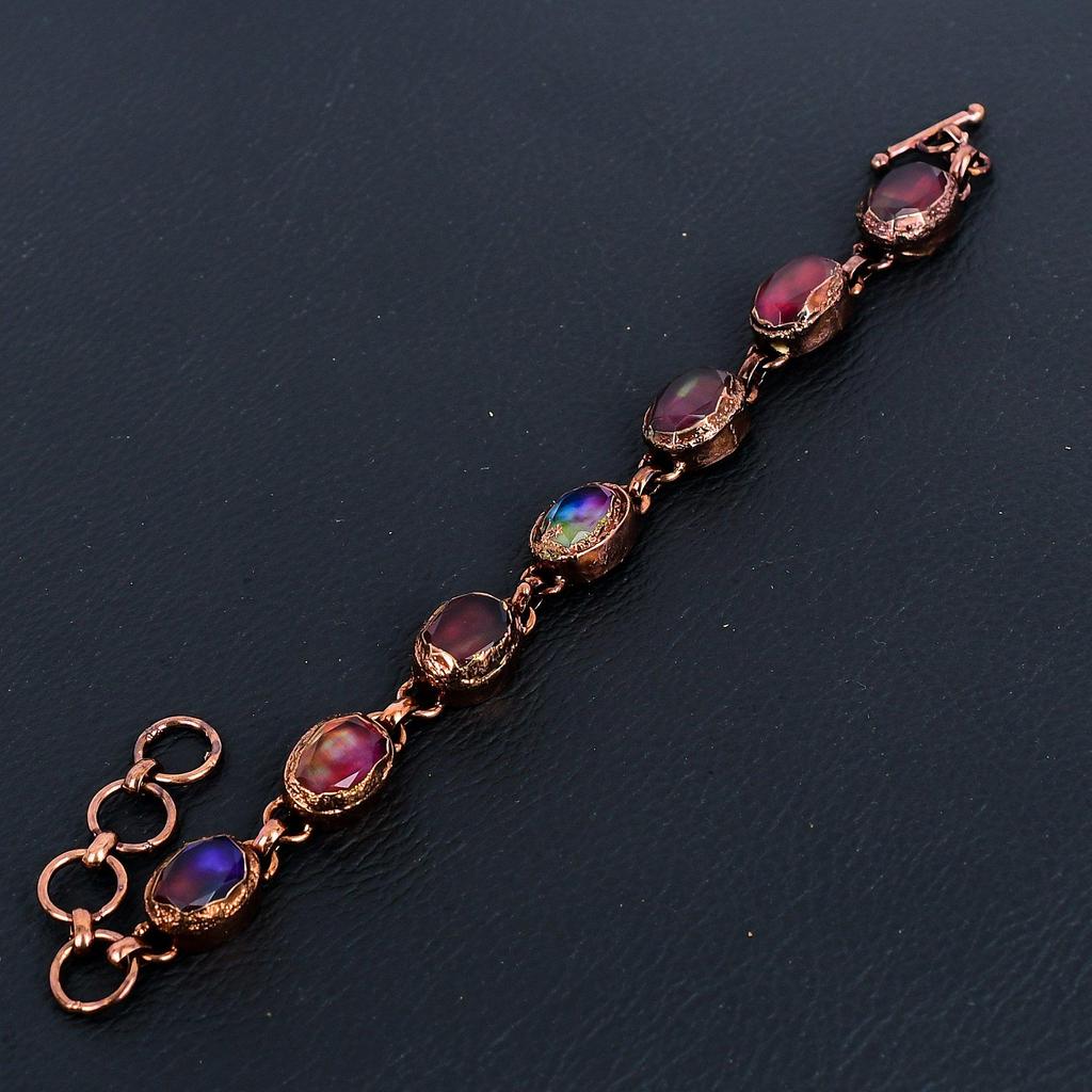 Rough Moonstone Bracelet, Handmade Gemstone Bracelet, Copper Electroformed Antique Jewelry, For Engagement Gift