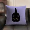 Little Black Cat Cushion Cover Summer Breathable Linen Organic Fabric Double-Sided Printing Sofa Pillow Case Home Decor