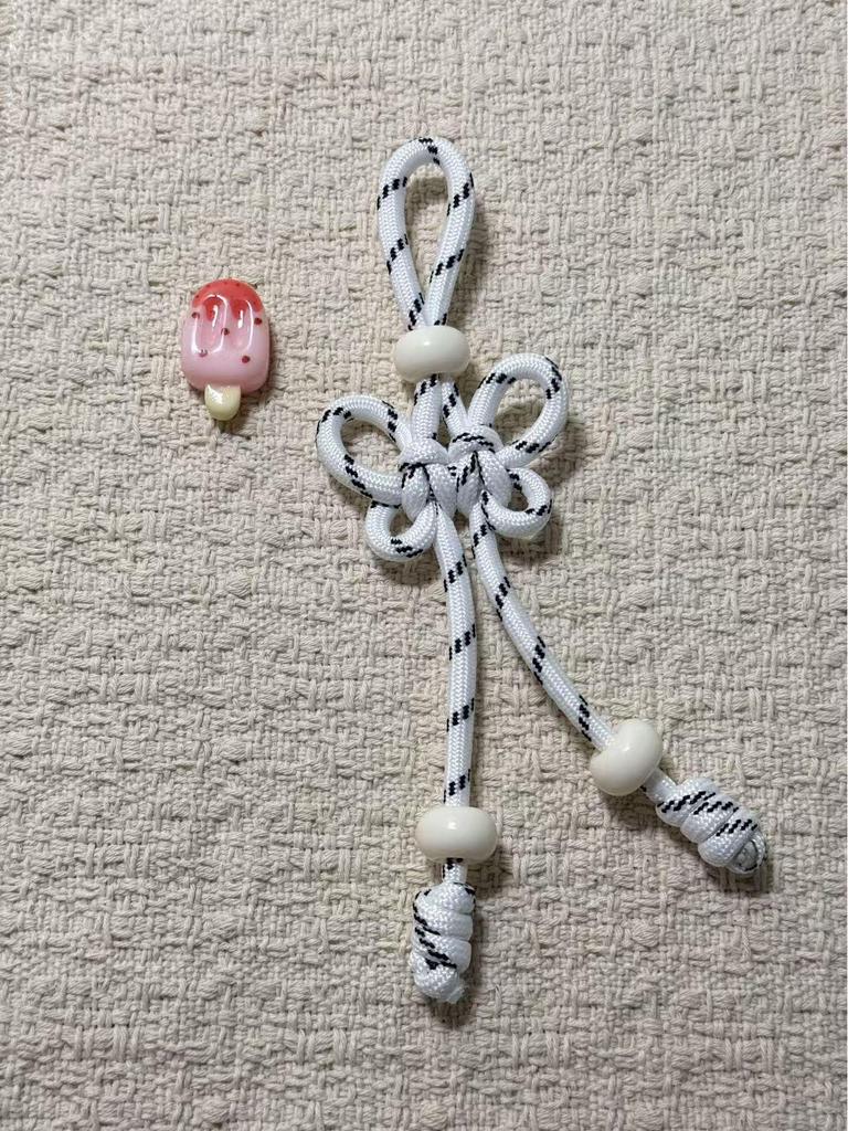 Handmade Colorful Nylon Rope Phone Lanyard with Pearl Knot Buckle Pendant