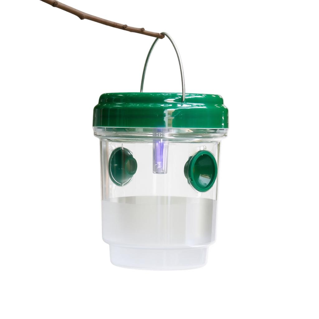 Outdoor Fruit Fly Trap Hanging Container Solar Powered LED Light Fruit Fly Catcher for Garden Patio Porch Insect Control