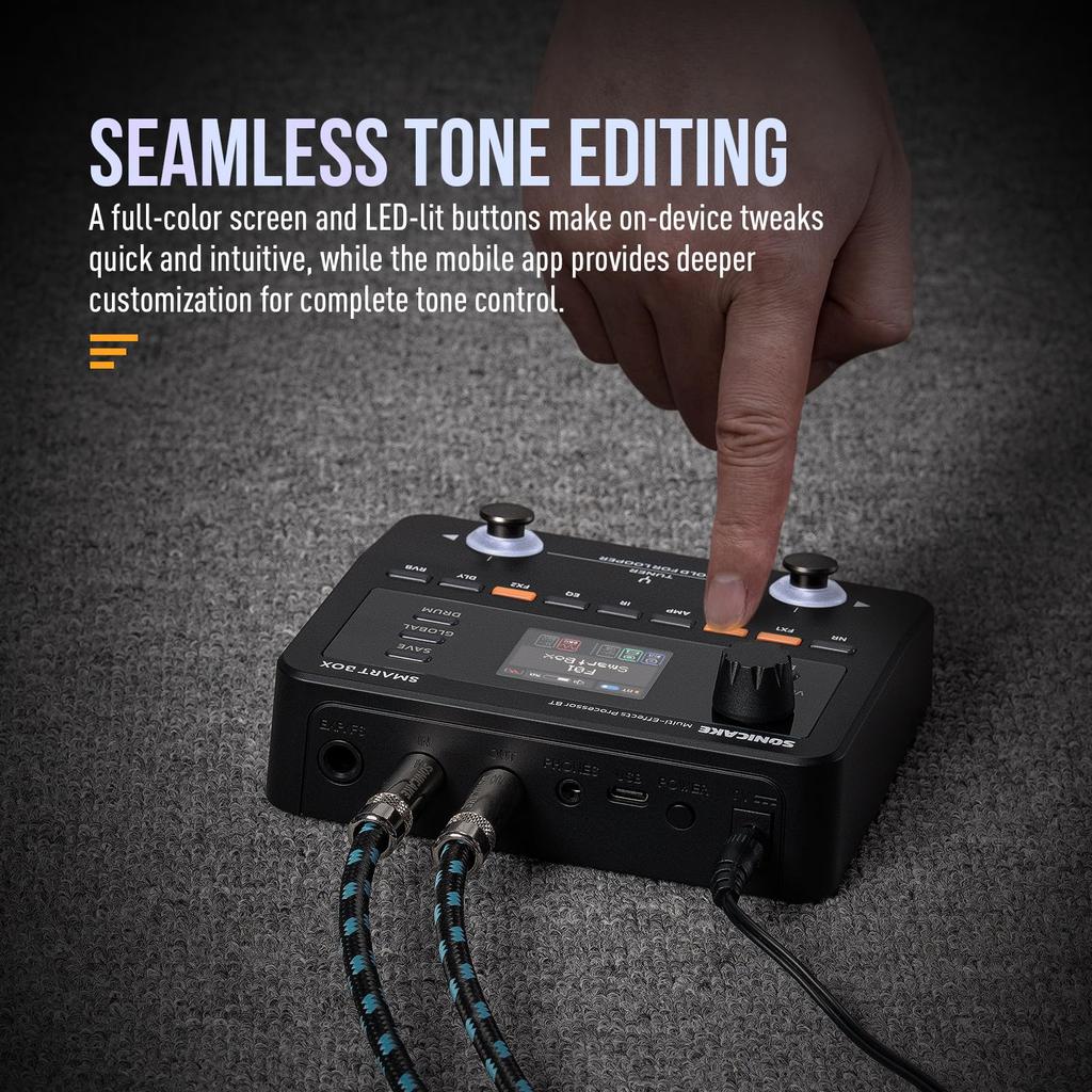 SONICAKE Smart Box Guitar Pedal with Portable Effects USB Audio and Stereo Output QME-20 - Multi-Effects 130+ Effects, NAM/IR Support, Looper,