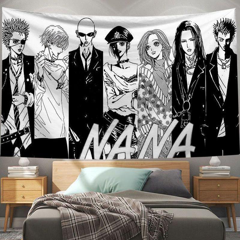 Anime Couple Tapestry Wall Hanging Pastel Hair Romantic Manga Illustration Aesthetic Wall Art Indie Dorm Decor