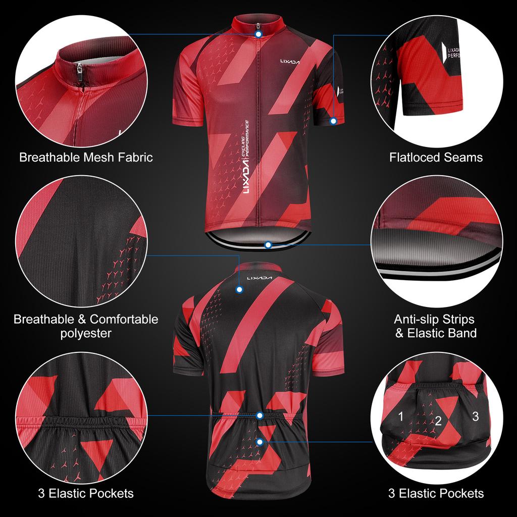 Cycling Clothing Set Men Breathable Quick Dry Comfortable Short Sleeve Jersey and Padded Shorts Cycling Clothing Set