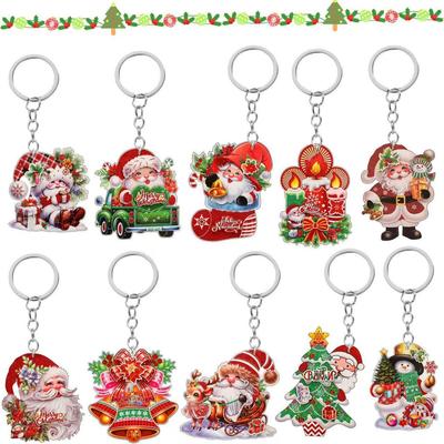 Acrylic 2D Christmas Keychain Pendant – Perfect Holiday Backpack Ornament