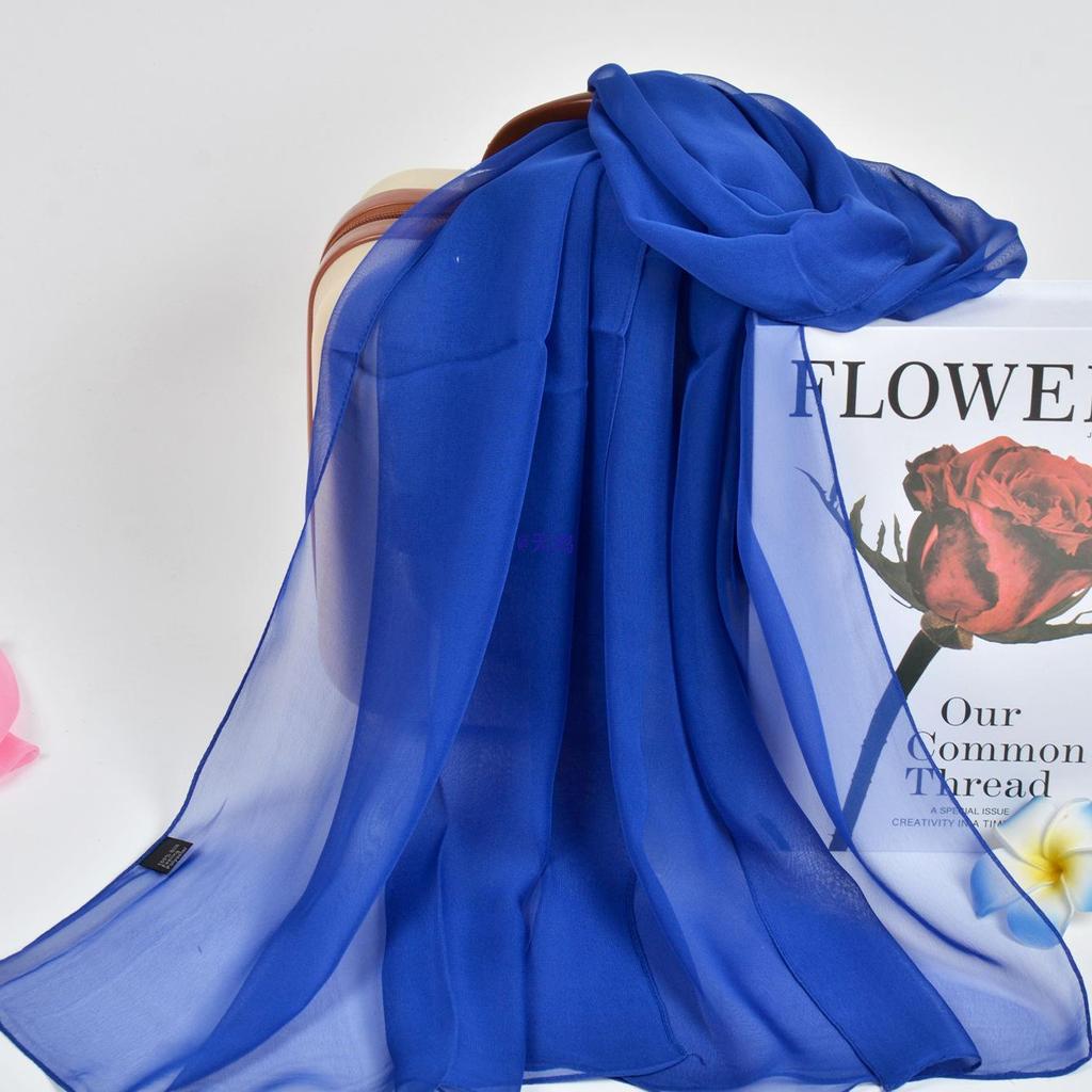 Vielseitiger Damen-Seidenschal: Georgette im koreanischen Stil für Frühling & Herbst, Lang, Einfarbig, Sonnenschutz, Ideal für Square Dance & Sommer-Schal.