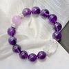 12Mm High Quality Royal Grape Purple Natural Amethyst Purple Lithium White Crystal Bracelet