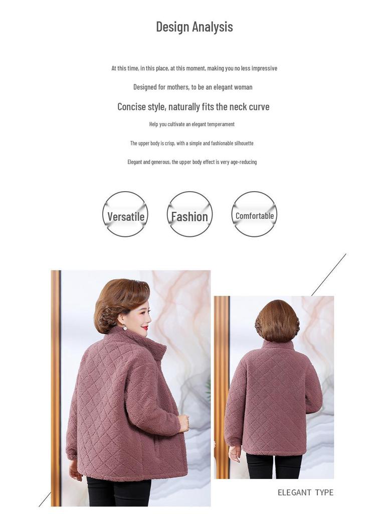 Mom's Autumn/Winter Velvet Hoodie: Thick, Short, Plus Velvet Jacket for Fashionable Middle-Aged and Elderly Women.