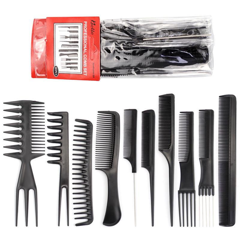 10-Piece Professional Hairdressing Comb Set - Barber & Salon Styling Comb Kit