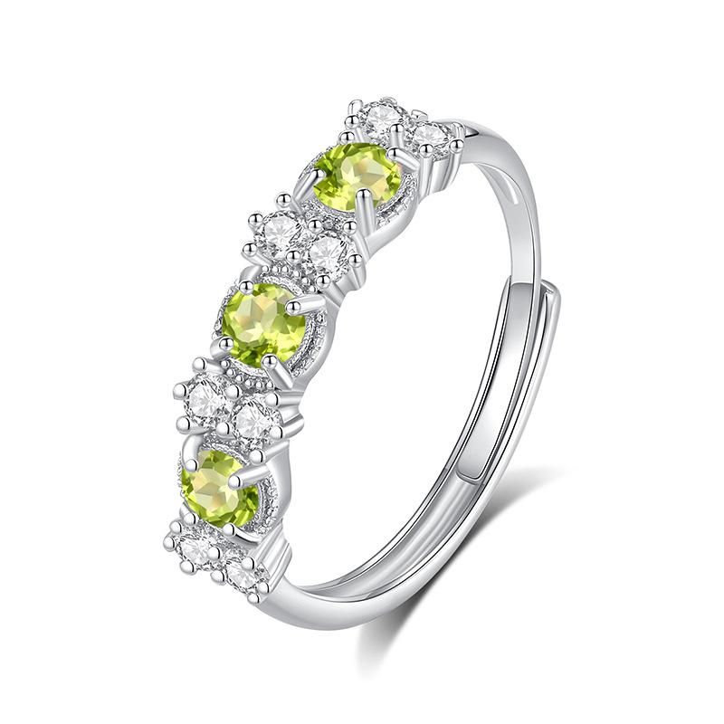 Shining Western Regions Colored Treasure Natural Crystal Stone Jewelry S925 Sterling Silver Niche Light Luxury Ring Women's Fashion Jewelry Gifts