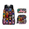 Roblox Rucksack-Set für Schüler mit Brotdose und Federmäppchen, Schultasche mit Aufdruck, 3-teiliges Set