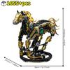 Non-Toxic Stem Creative Golden Machinery Horse Building Blocks Animal Movable Models With Light Stands Kid Assembly Toys Birthday Gift