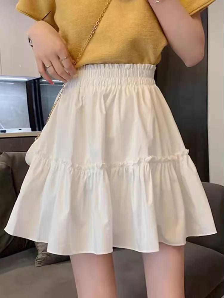 

Spring High-Waist Pleated Mini Skirt for Women - A-Line Cake Midi Style, Perfect with Sweaters, 2025 Edition. XL