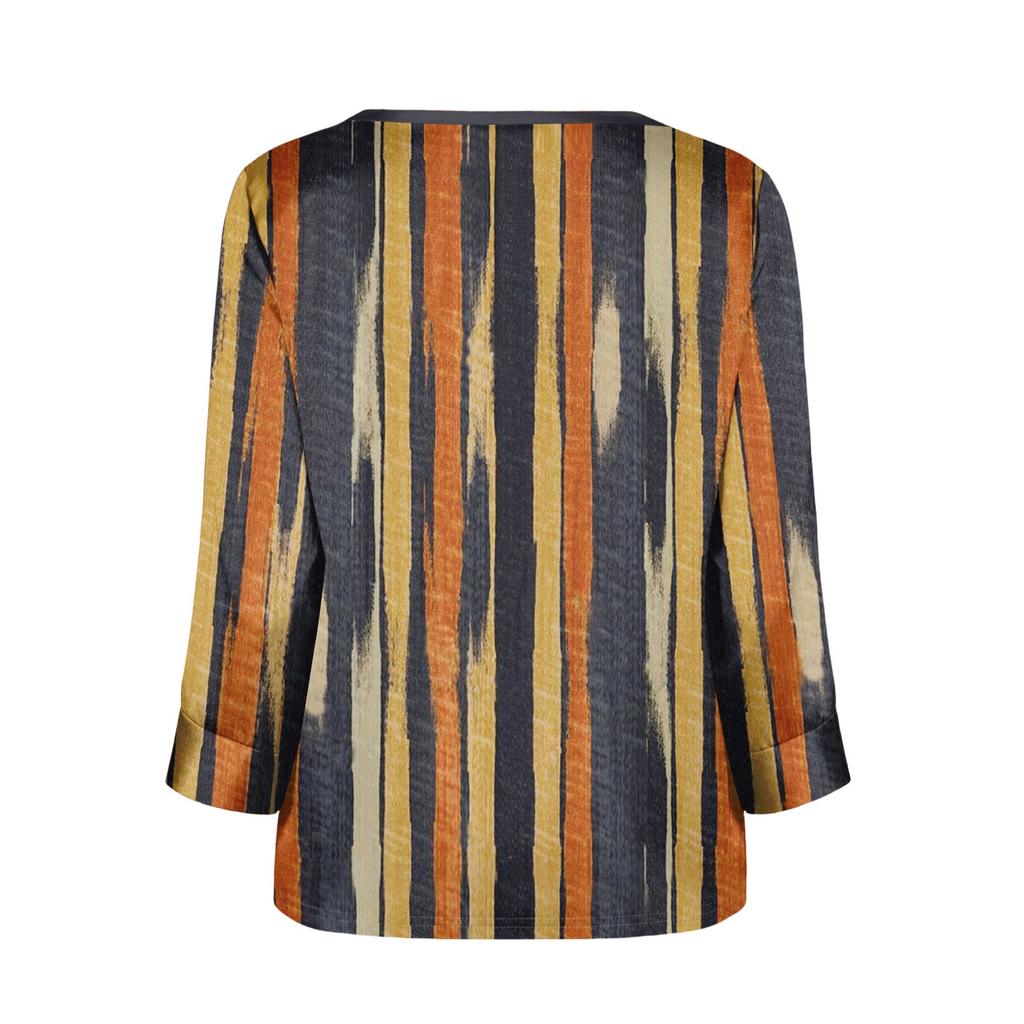 Womens 3/4 Length Sleeves Shirts V-Neck Satin  Loose Dressy Trendy T-Shirt Pullover Blouse Tops