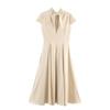 Spring 2026 New Women's European & American Style Mid-Length Loose Solid Color Short Sleeve Midi Dress