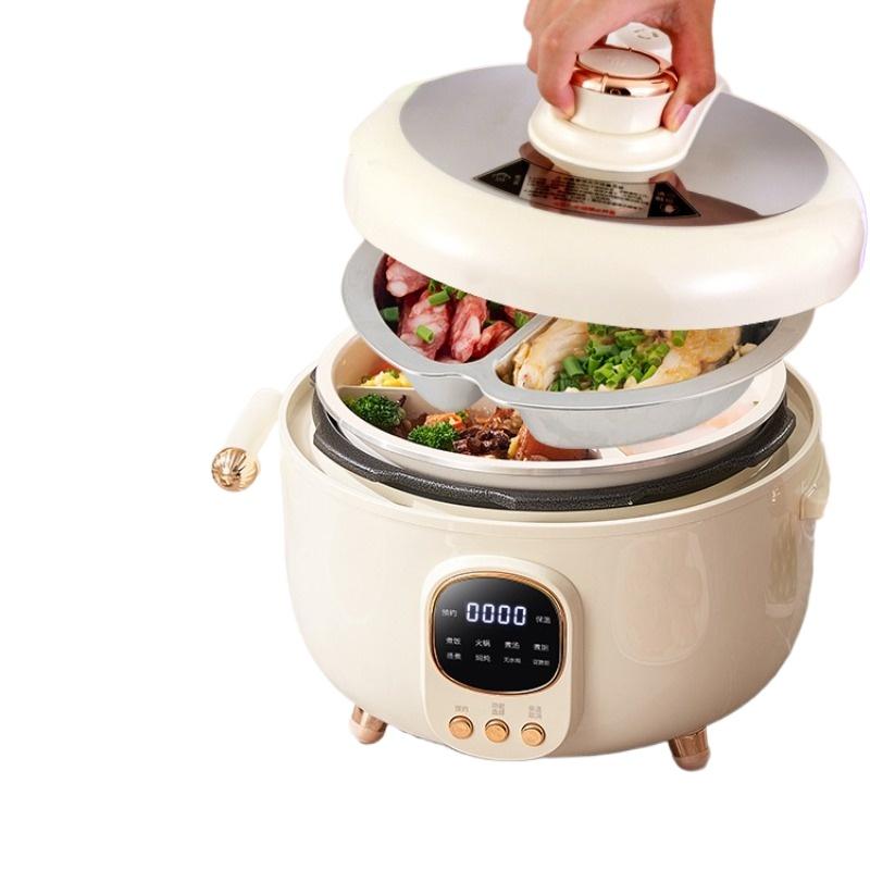 220 В 4 л электрическая скороварка с тремя решетками бытовая керамическая глазурованная — фото 3