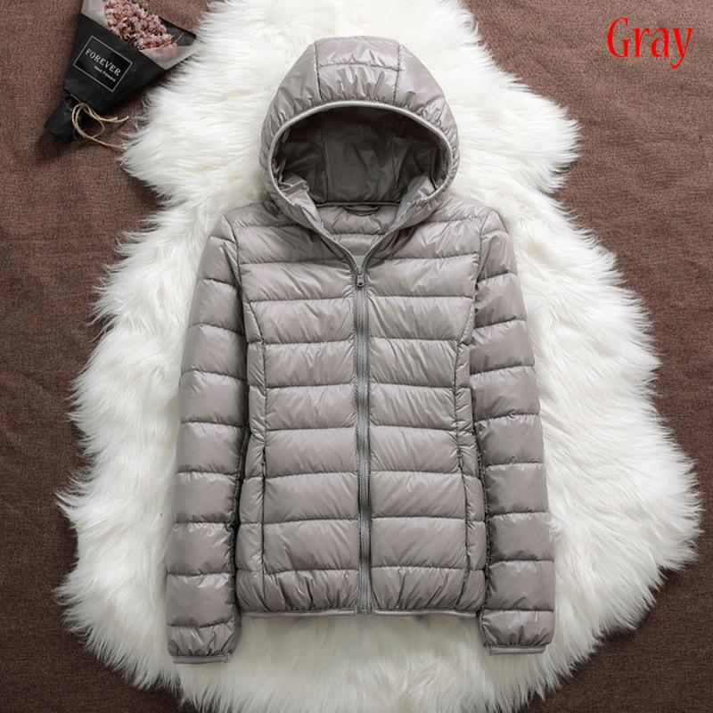Warm Hooded Women Down Jacket Windproof Parka Coat White Duck Down Casual Autumn Winter