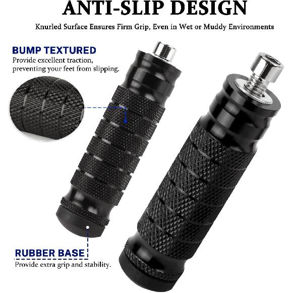 XINGWU Universal M8 Foot Pegs Bike Pegs CNC Anti-Skid Footpegs for Super 73 Yamaha Honda Suzuki Aprilia Electric Car Motorbike Scooter Mini Bike