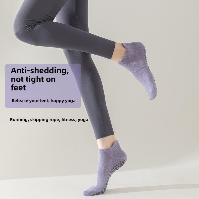 5 Pairs of Women's Spring and Autumn Cotton Non Slip Indoor Fitness Jump Yoga Sports Socks