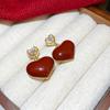 Silver Needle Ankara Red Geometric Stud Earrings Female Korean Ins Fashion Design Earrings High-end Exquisite Earrings