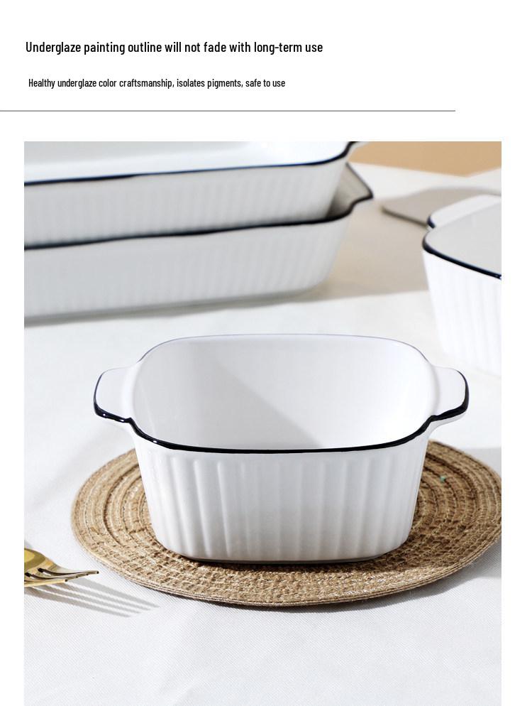 Nordic Style Oven-Safe Ceramic Air Fryer Bowl: Simple Tableware for Baking & Serving