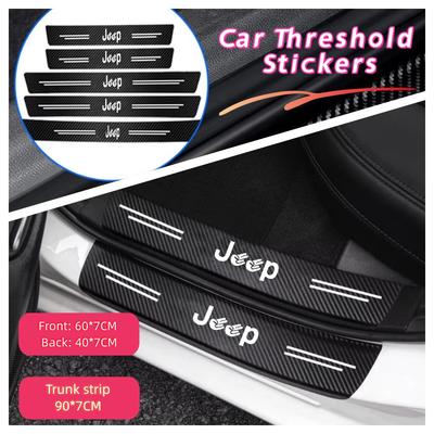 Car Door Carbon Fiber Sill Protector Stickers For Wrangler TRAILHAWK Cherokee Compass PATRIOT RUBICON RENEGADE Accessories