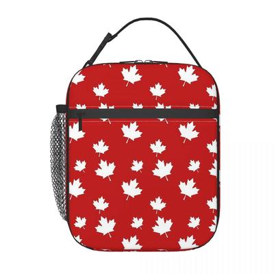 Canada Maple Leaf Flag Pattern Red White Canada Flag Insulated Lunch Bag for Women Kids Food Boxes Thermal Lunch Box Tote