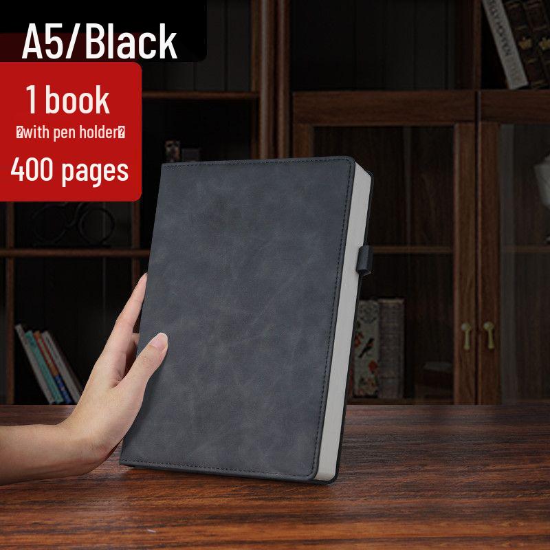 Extra Thick Soft Leather Business Meeting Notebook, Large Size