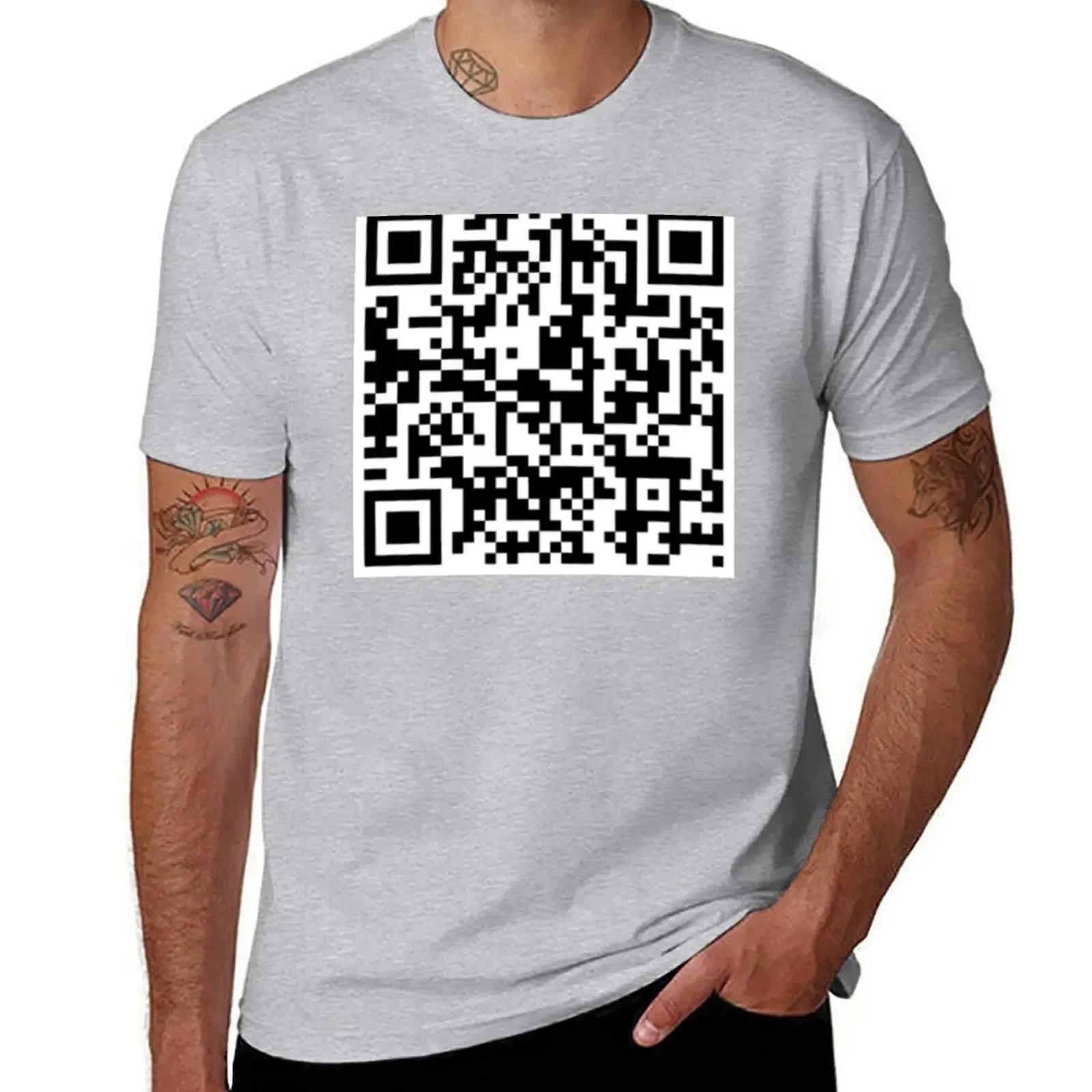 

Plus Sizes Customs Design Your Own Workout Shirts for Men Rickroll QR Code T-Shirt Harajuku Graphic Oversized Summer Funny New 2XL
