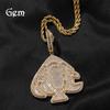 Hip Hop Peach Heart Pendant Copper Inlaid Zircon Trend Personality Hiphop Men's Necklace