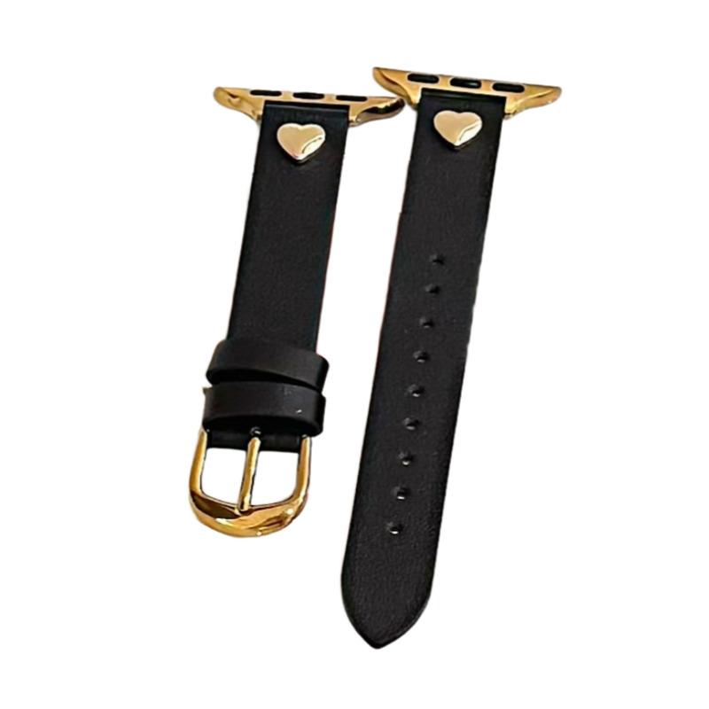 

Love Heart Watch Straps for Apple Watch 38 40 41 42 44 45 46 49mm Bracelet for Apple Watch S11 Wristband Genuine Leather Correas for 38 40 41 mm чёрный