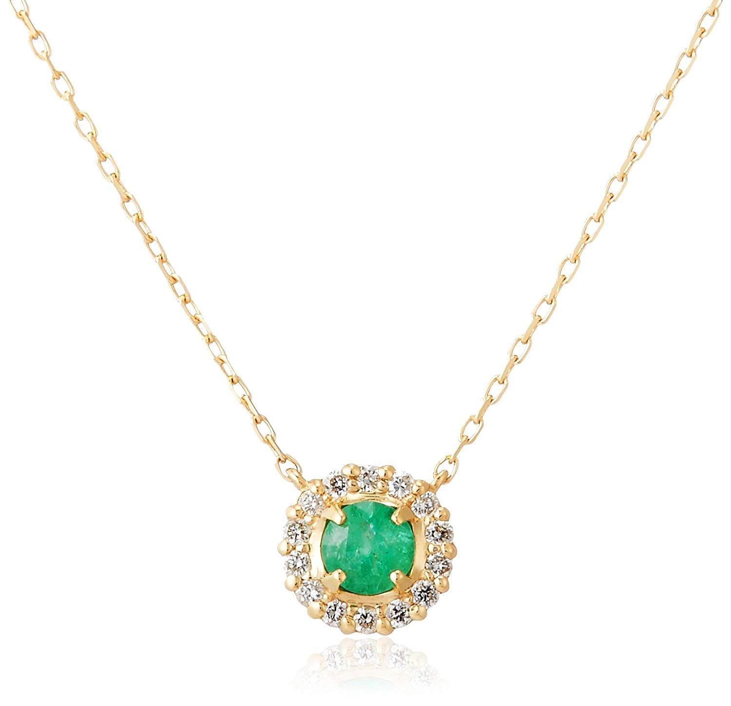 

VENDOME AOYAMA K18YG Diamond Emerald Necklace GGVN007440EM [VA 0.04ct [May Birthstone] смарагдовий