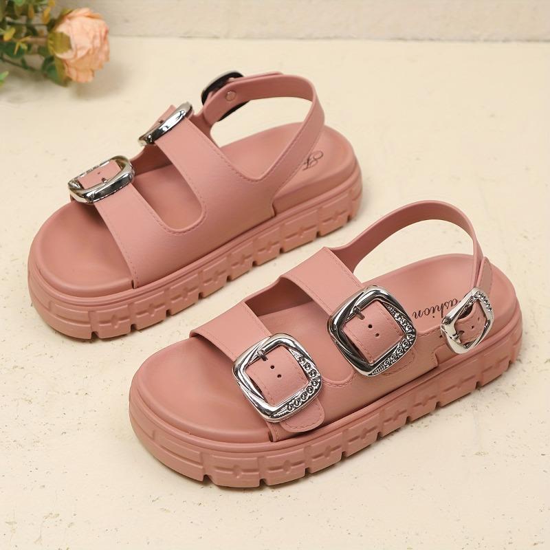 Women's Summer Beach Vacation Fashion Double-Buckle Design Comfortable Trendy Versatile Indoor Outdoor Bohemian Style Sandals