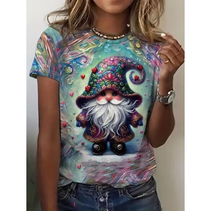 Übergröße Damen T-Shirt Lustiger 3D-Druck Damenbekleidung Mode Sommer Kurzarm Oberteil Lässig O-Ausschnitt T-Shirt Damen Pullover