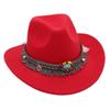 Ethnic Bowler Hat Tassel Western Cowboy Hat Jazz Hat Turquoise Felt Hat Outdoor Literary Sun Hat