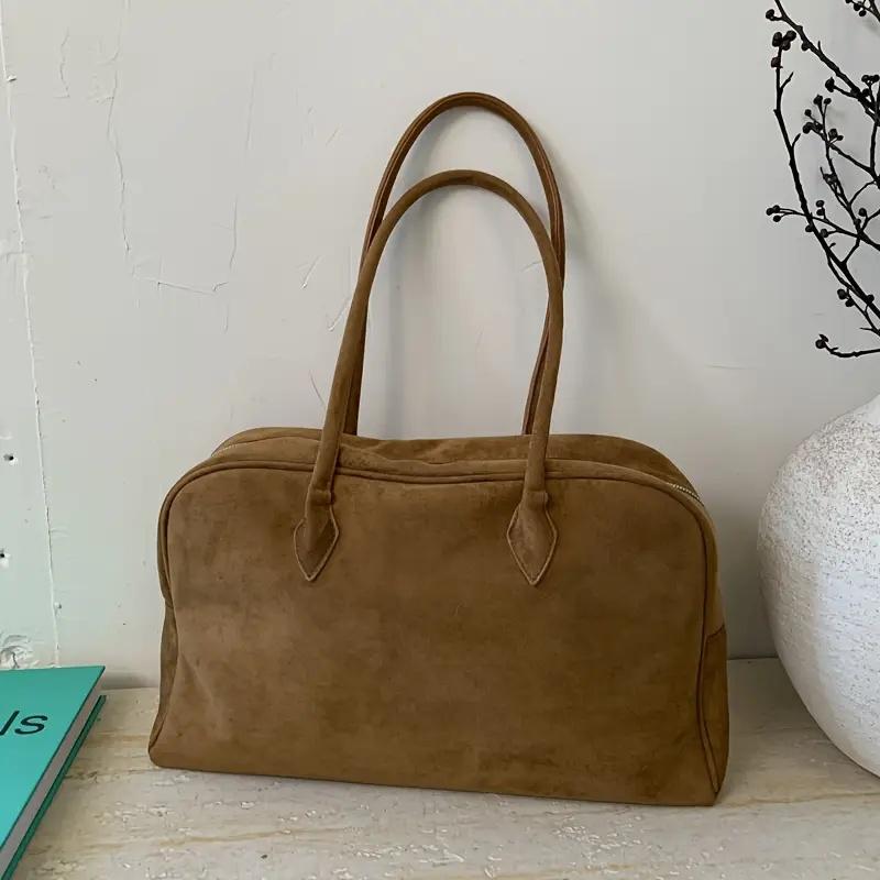 

Винтажная сумка из искусственной кожи, на плечо, большая вместимость, сумка для хранения, сумка-тоут для ноутбука, прочная подкладка и застежка-молния, сумка для покупок коричневый