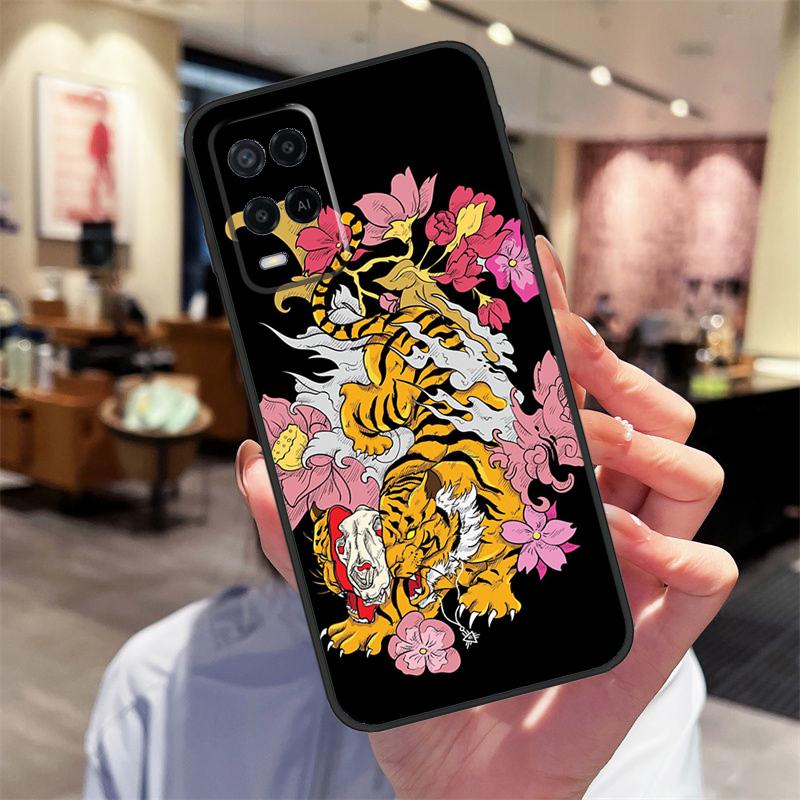 Fashion Animal Tiger Art Case For Oppo A40 A60 A80 A18 A38 A58 A78 A98 A16 A76 A96 A15 A17 A77 A74 A94 A54 A57S Cover