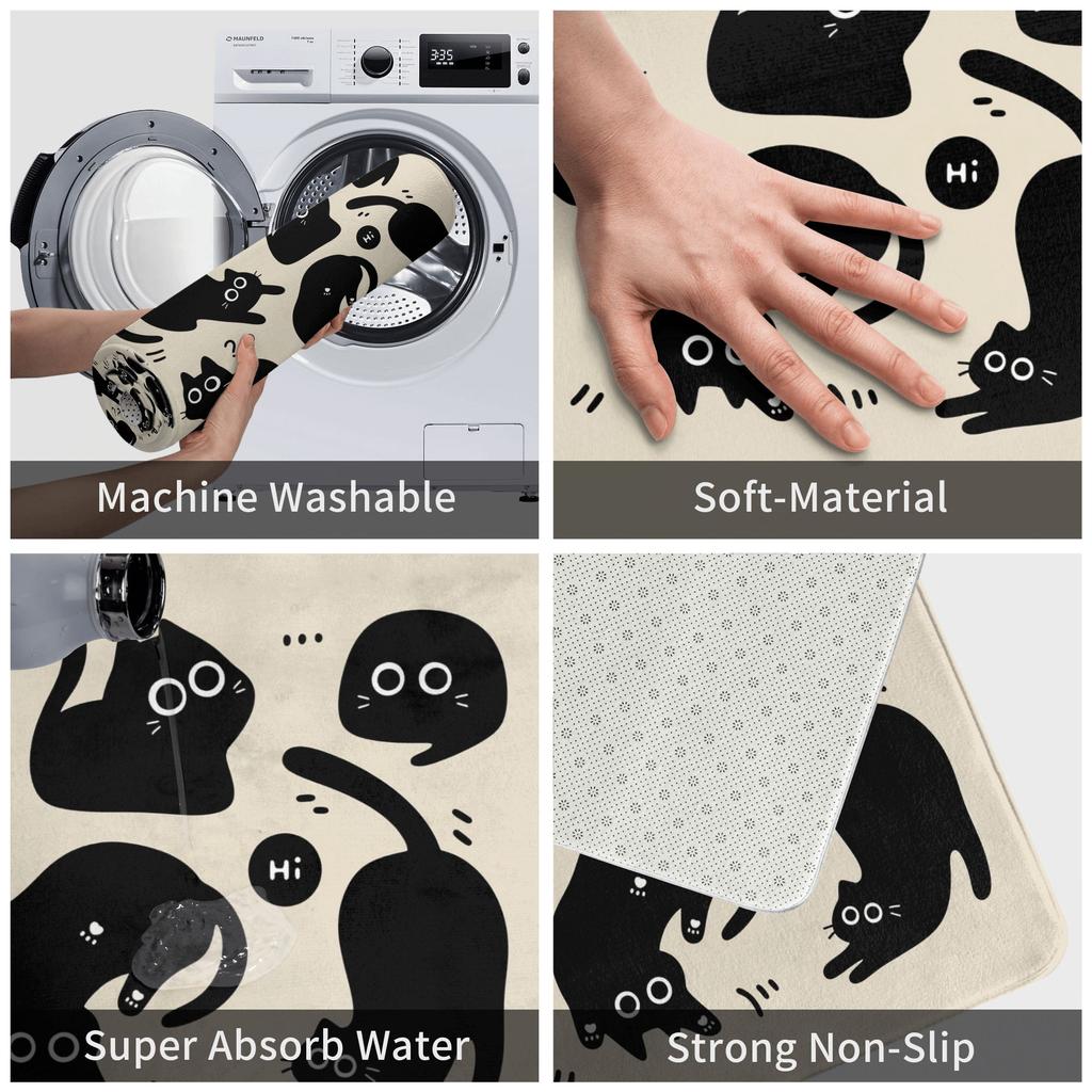 Ins Kawaii Cats Welcome Gift Doormat Non-Slip Entrance Bath Kitchen Floor Door Mat Garden Rug Carpet Footpad