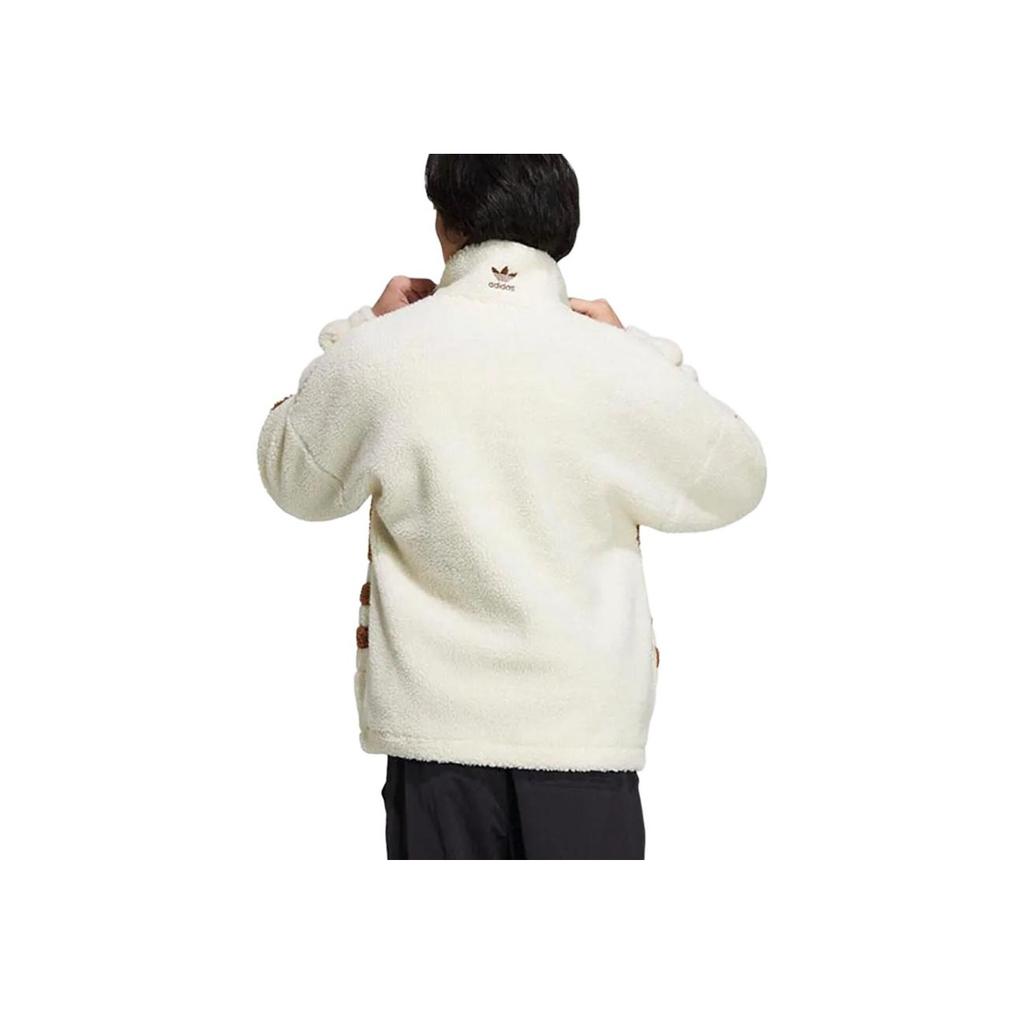 Adidas Originals Einfarbig Großes Logo Reißverschluss Stehkragen Langarm Warme Jacke Unisex Jacken Beige HR3181