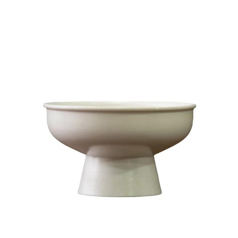 Household Refreshment Plate High Foot Fruit Plate Zen Small Plate Japanese Dessert Dried Fruit Bowl Ceramic Tray Serving Plate