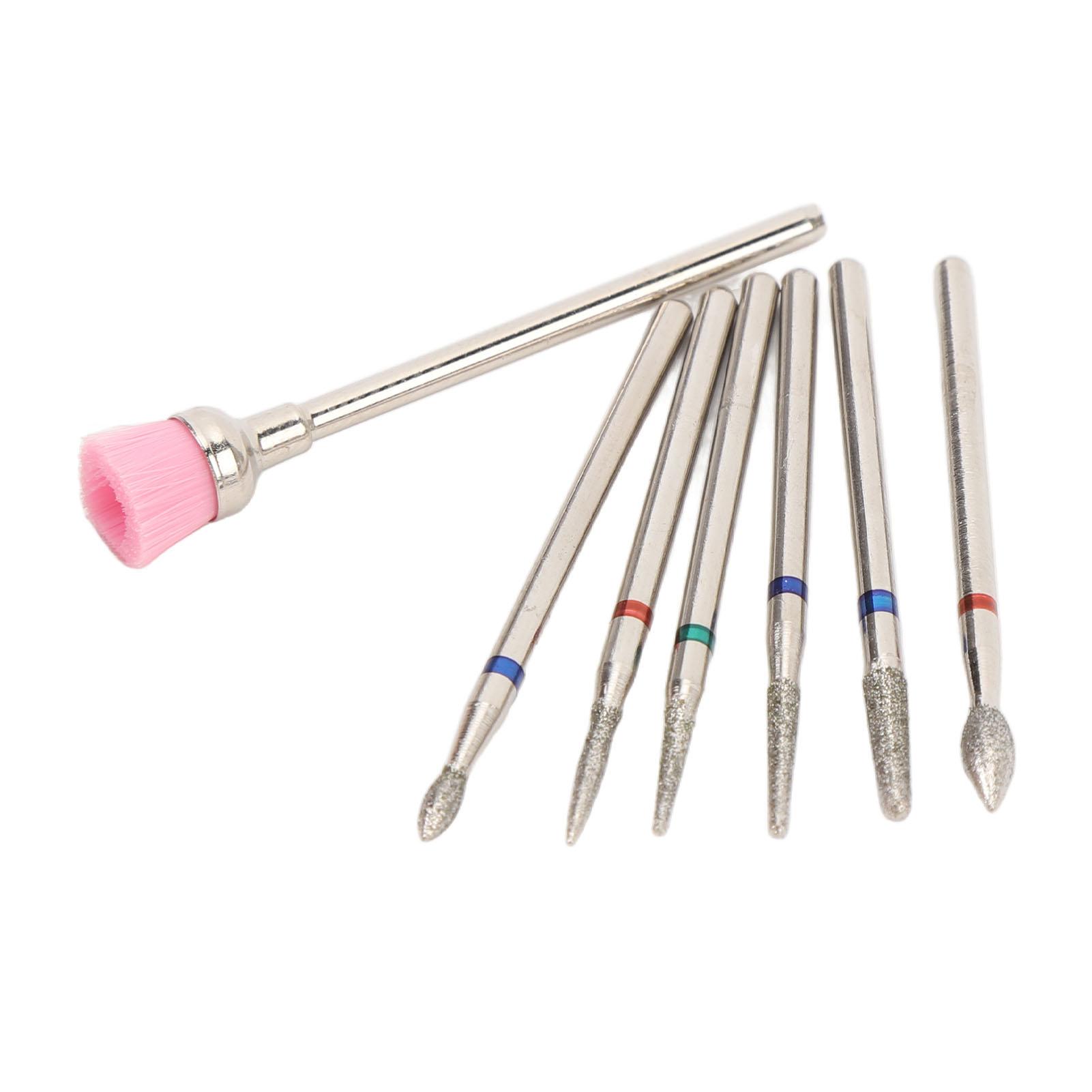 

7pcs Tungsten Carbide Nail Bits Manicure Grinding Nail Drill Bits Set with Cleaning Brush Bit