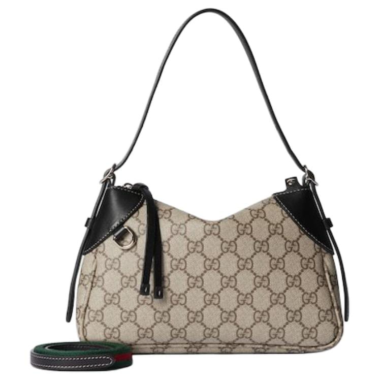 GUCCI GG Emblem Monogram Coated Fabric Handbag, Shoulder Bag Small Women's Beige & Dark Brown 815218-FAEAA-9765