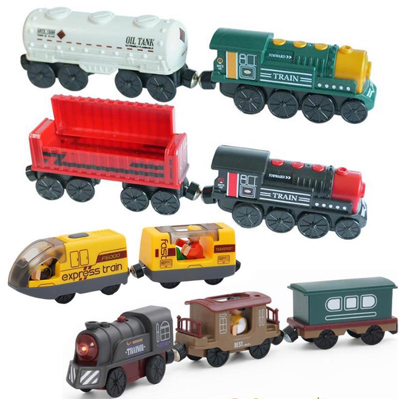 Battery Operated Electric Train Set Magnetic Locomotive for Wooden Tracks