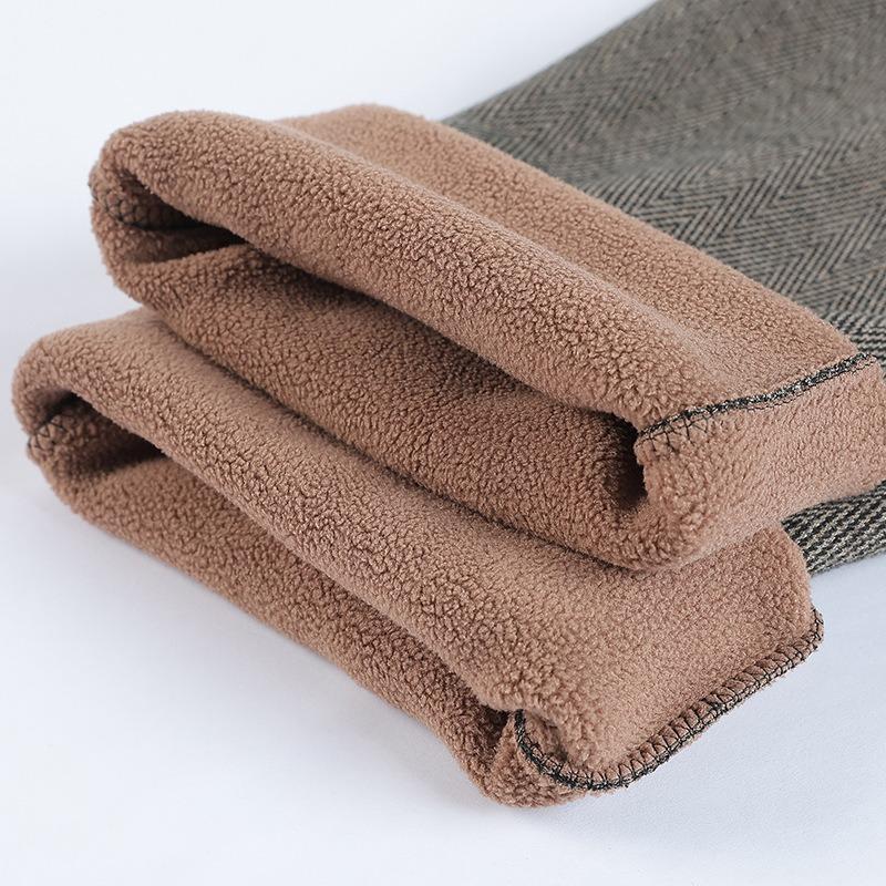 Mom's Autumn and Winter Woolen Warm Straight Pants Medium and Old Women's Clothing High Waist and Thin Straight Outer Trousers