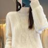 Women Sweater 100% Wool MODERN NEW SAGA Turtleneck Knit Pullover Thick Winter Jumpers Female Knit Tops