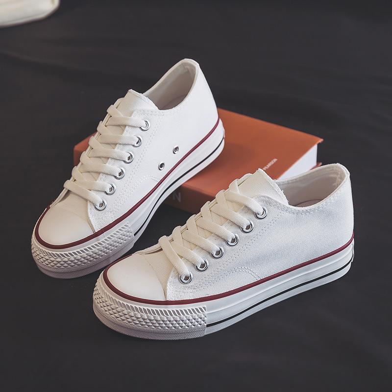 Platform Canvas Shoes Women's Shoes Spring and Autumn New Inner Heightening Board Shoes Ulzzang Versatile Cloth Shoes