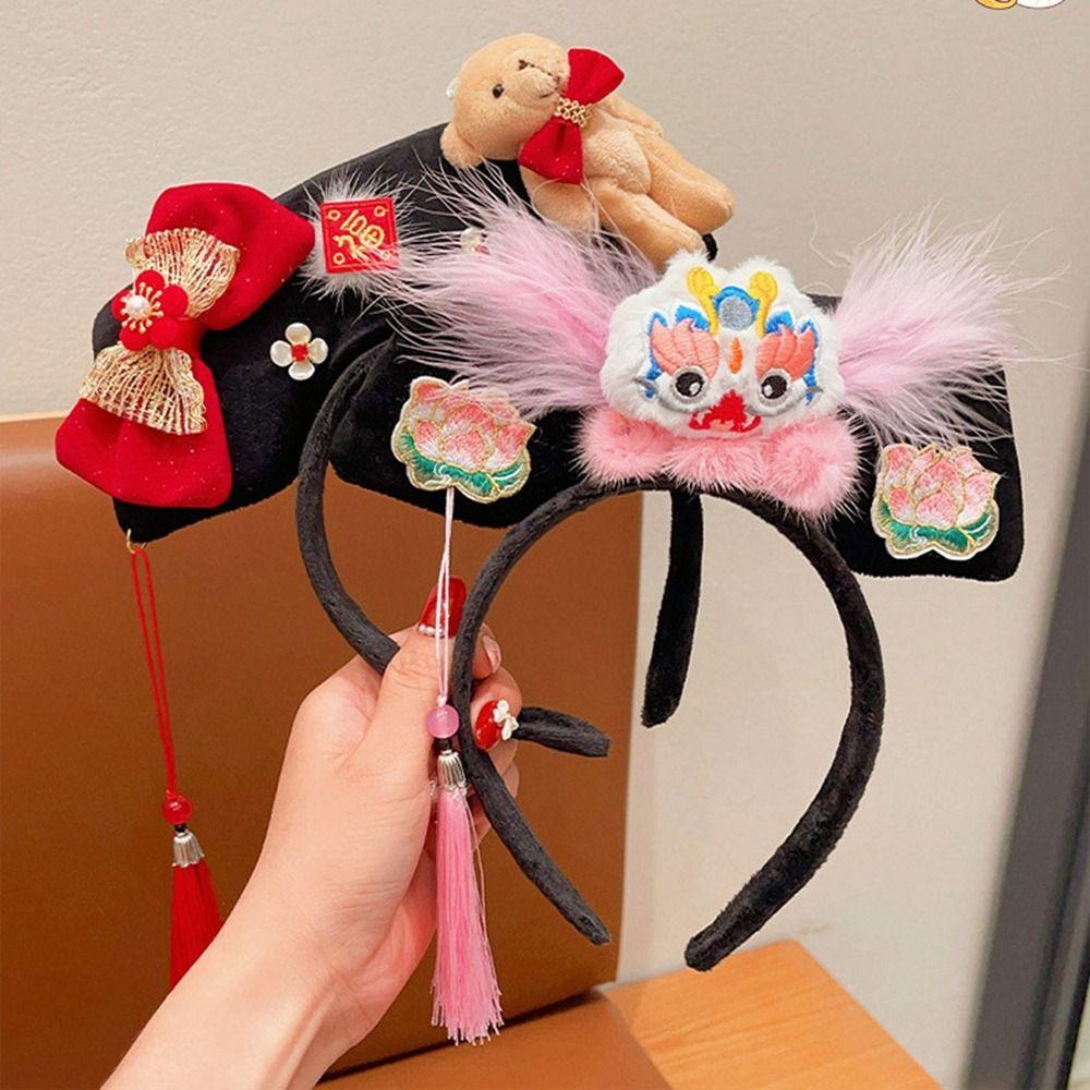 Snake Year Ancient Style Gege Headband Velvet Bow Hanfu Headwear Chinese Style Headwear Children