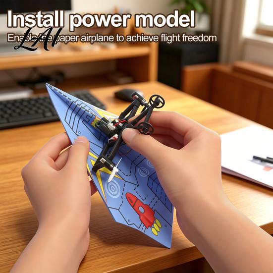 Toddlers Aircraft Building Toy Remote Control Paper Airplane Kit with 16/32 Colorful Paper DIY Electric RC Plane Gyro Stabilizer Glider Assembly